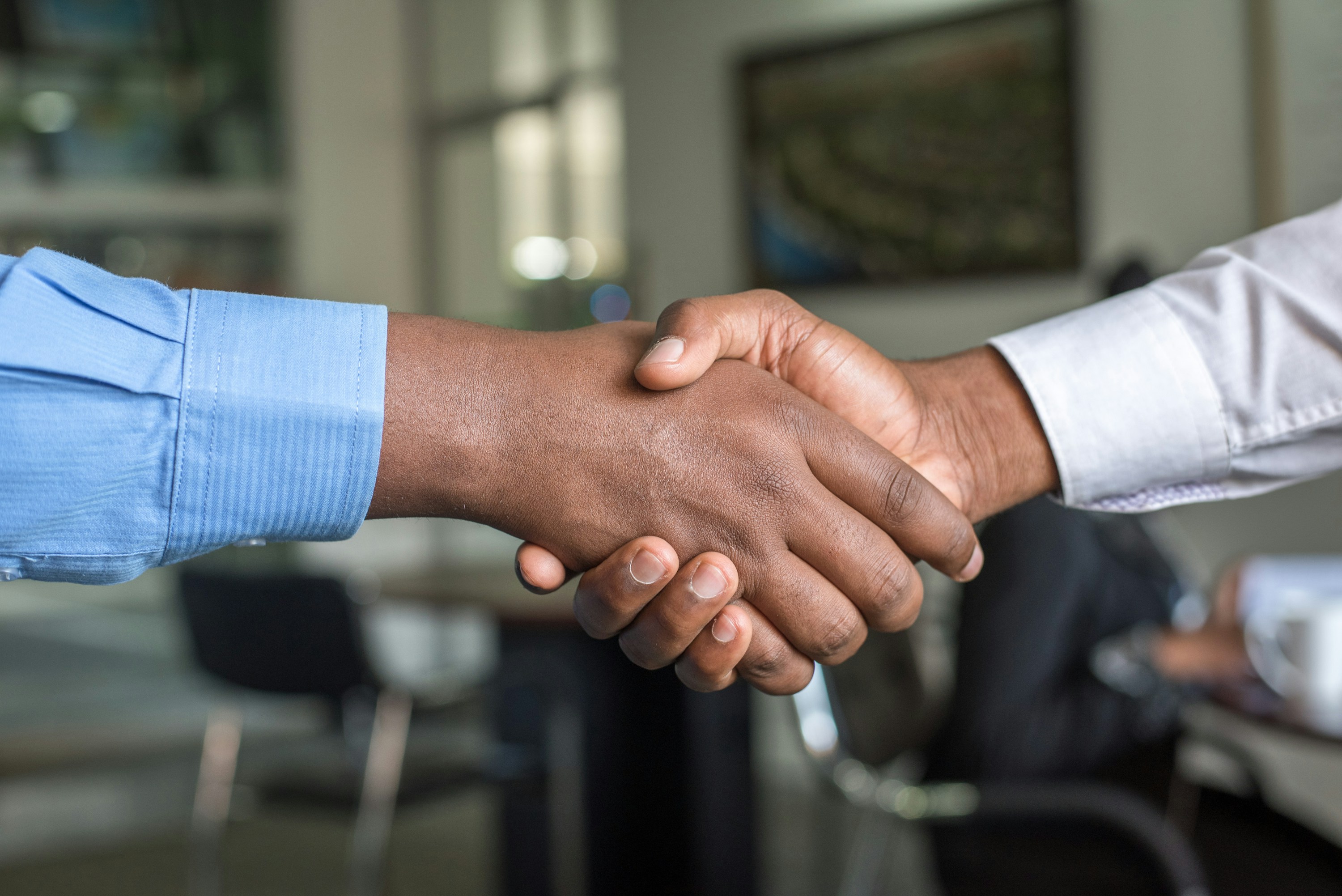Two professionals beginning a working relationship